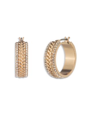 Pav&eacute; Herringbone Hoop Earrings