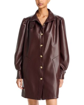Wren Faux Leather Button Front Dress