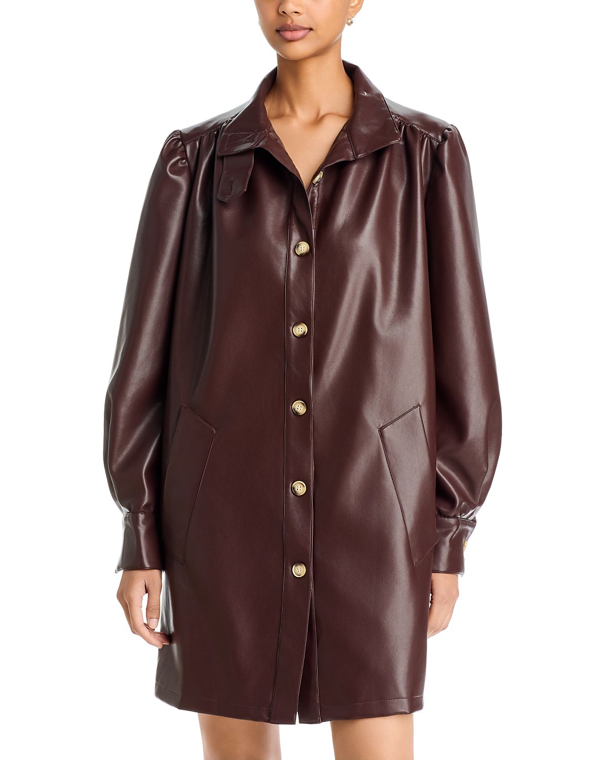 Area Stars Wren Faux Leather Button Front Dress