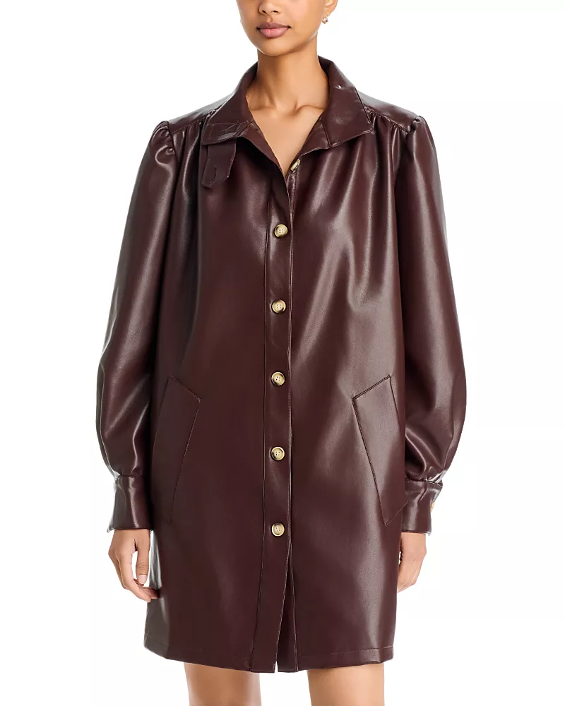 Area Stars Wren Faux Leather Button Front Dress