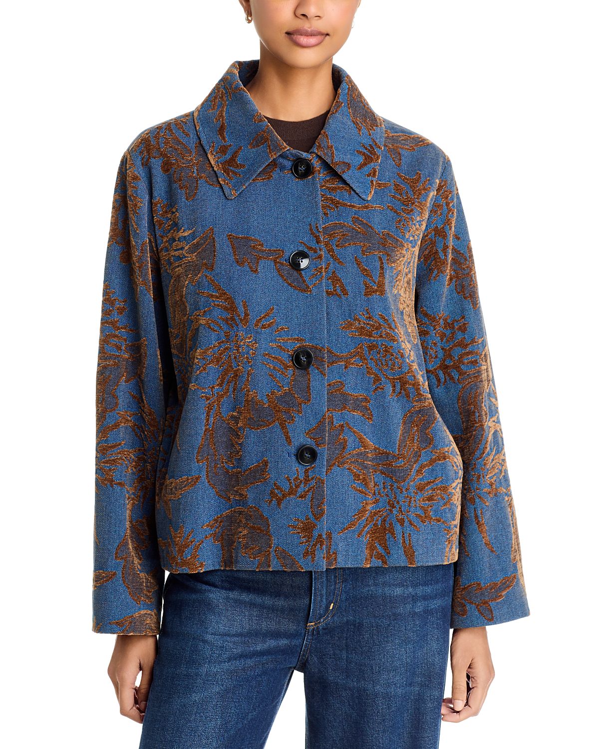 Emme Faded Jacquard Denim Jacket