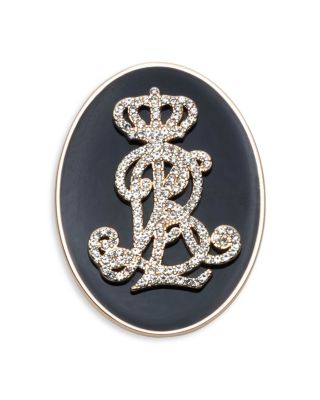 Pav&eacute; Logo Oval Stone Pin