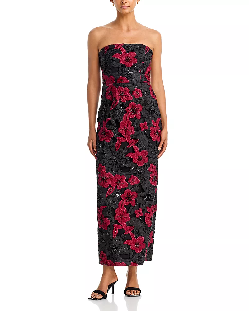 Milly Orion Embellished Lace Strapless Dress
