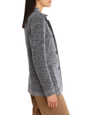 Notch Lapel Tweed Stitch Sweater Jacket - thumbnail 8