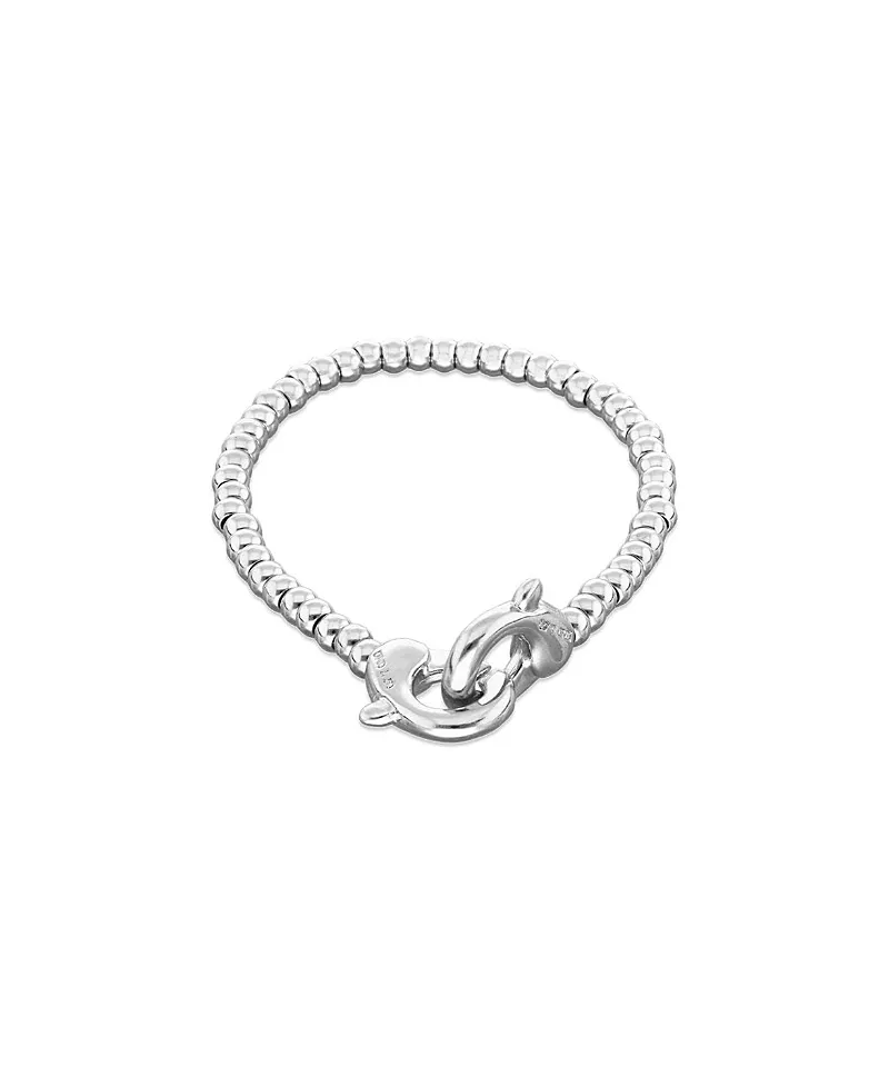 UNOde50 Sterling Silver Plated Small Ball Bracelet with interlocking Carabiner