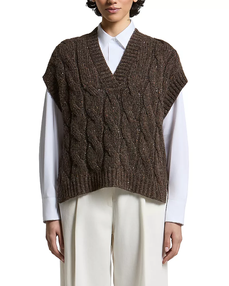 Peserico Cable Knit Extended Sleeve Sweater