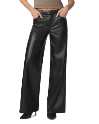 The Lou Lou Faux Leather Low Rise Wide Leg Jeans in Black