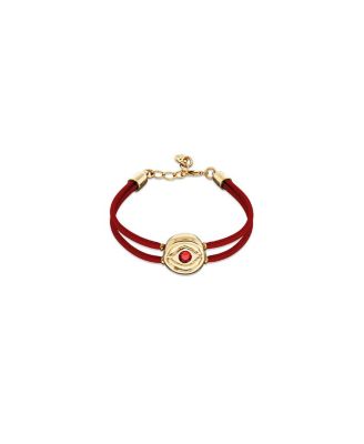  Red Leather Strap with  Gold-Plated Eye Detail and Crystal
