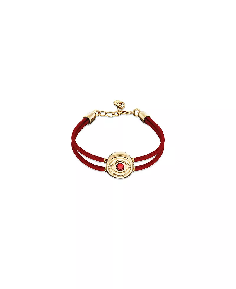 UNOde50 Red Leather Strap with Gold-Plated Eye Detail and Crystal