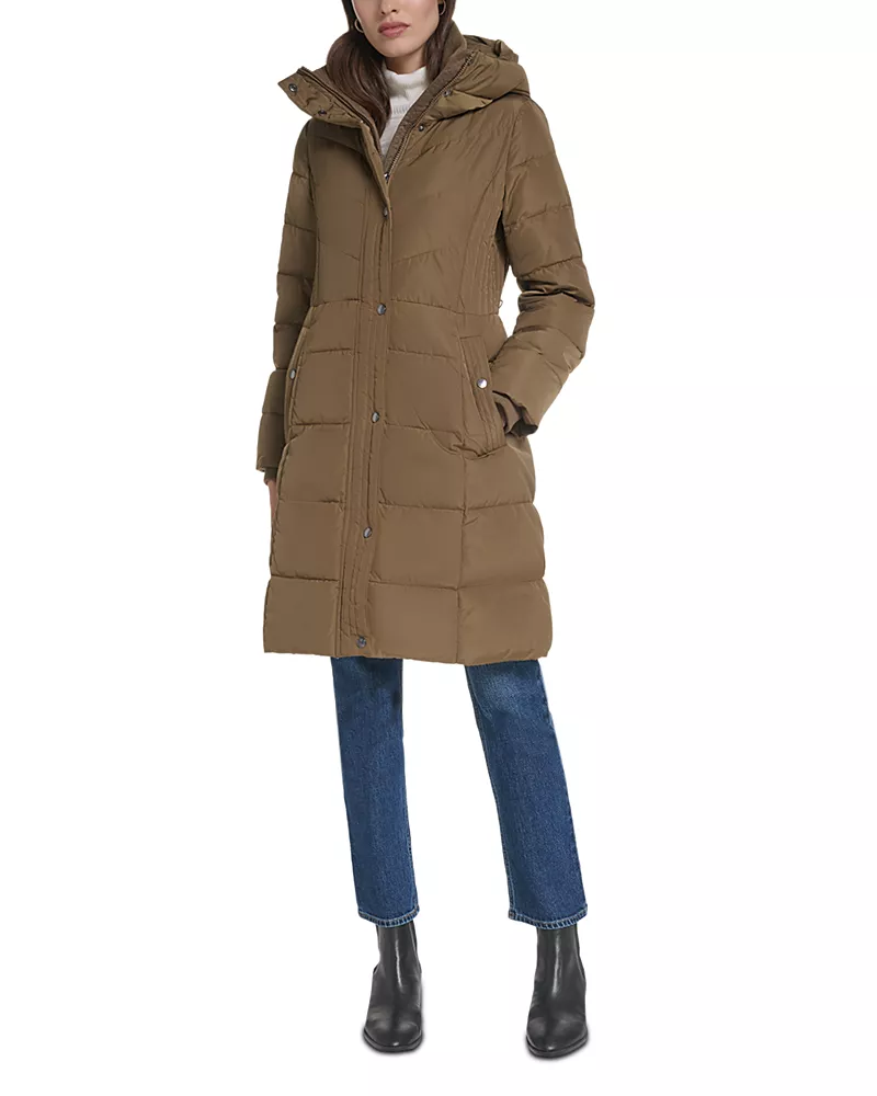 Cole Haan Knit Collar Taffeta Puffer Jacket
