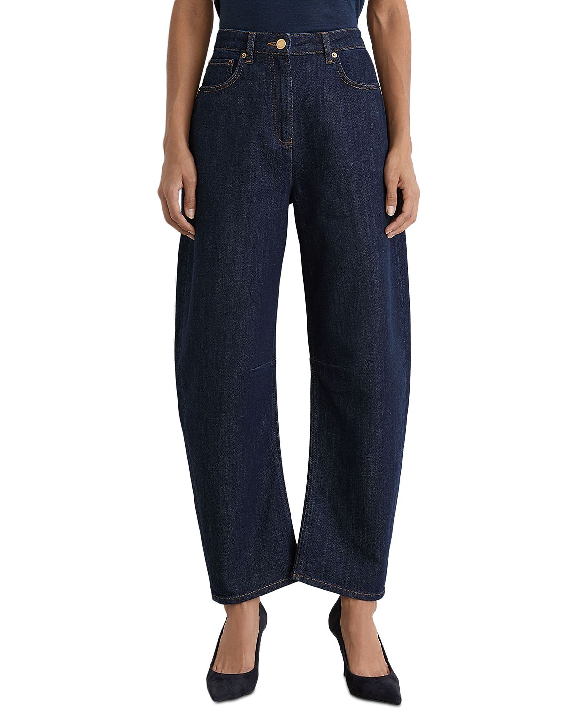 Reiss Levitt High Rise Barrel Jeans, 32 Inseam,
