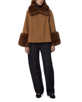 Judie Faux Fur Trim Wool Coat