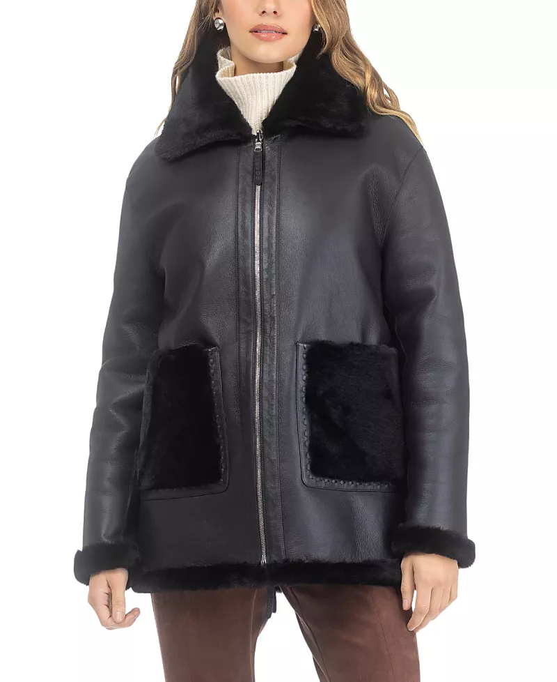 Gorski Reversible Merino Shearling Lamb Patch Pockets Jacket