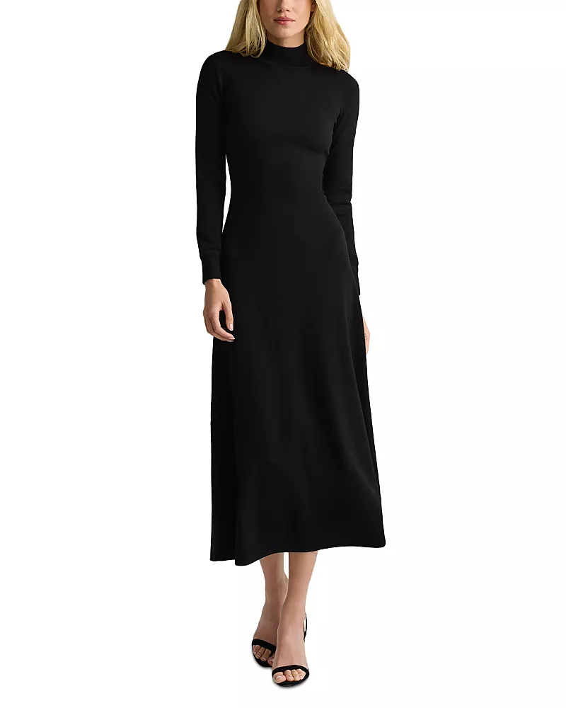 St. John Wool Turtleneck Midi Dress