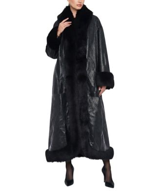  Python Embossed Nappa Leather Coat with Merinillo Shearling Lamb Trim