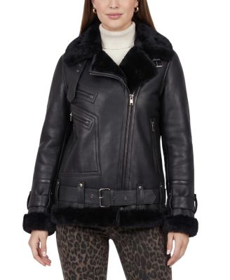  Shearling Lamb Moto Zip Jacket
