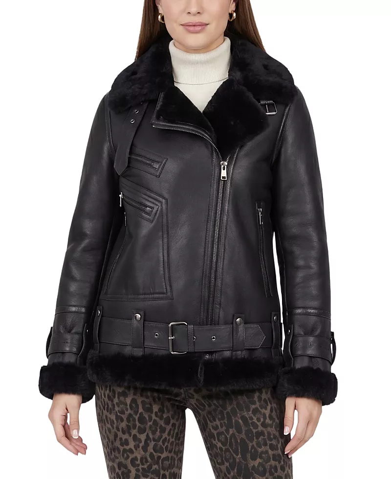 Gorski Shearling Lamb Moto Zip Jacket