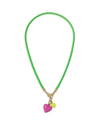 The Happy Cord Mini Double Heart Pendant Necklace, 18"