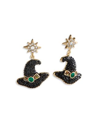 Crystal Witch Hat Drop Earrings