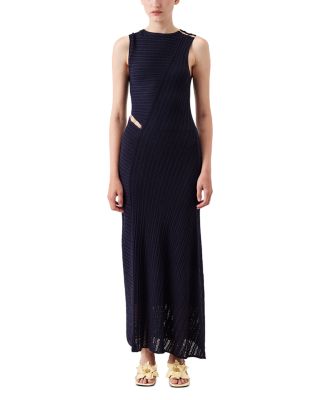 Slit Cutouts Pointelle Maxi Dress