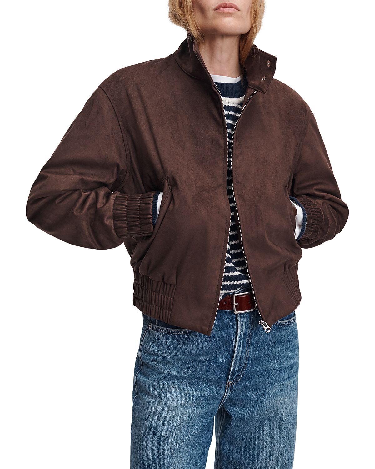 rag & bone Eliza Faux Suede Bomber Jacket