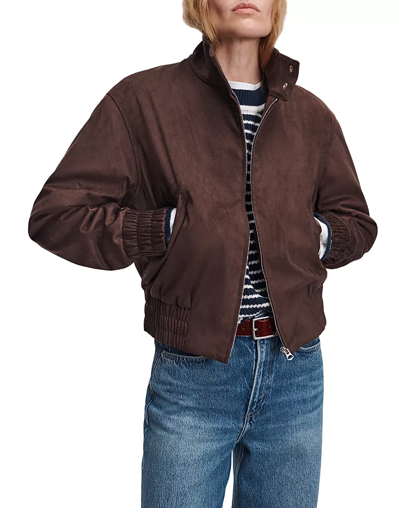 rag & bone Eliza Faux Suede Bomber Jacket