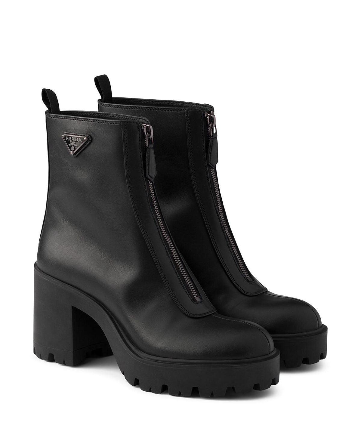 Prada Women's Leather Ankle Boots with Zipper
