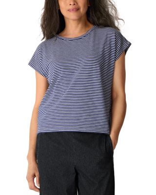 Cotton Crewneck Cap Sleeve Top