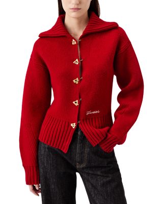 Wool Toggle Front Funnel Neck Sweater
