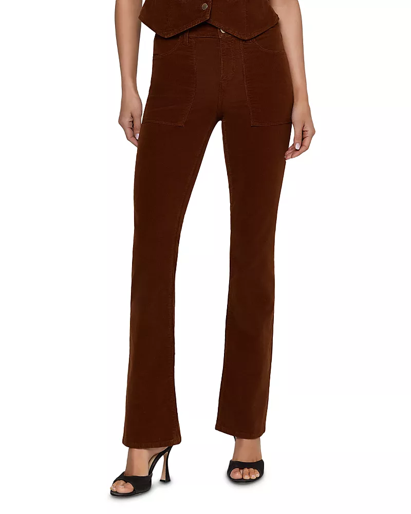 L'Agence Saffia High Rise Slim Straight Corduroy Jeans in Java