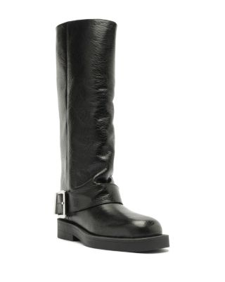 Women's Patrice Up Leather Moto Knee High Boots