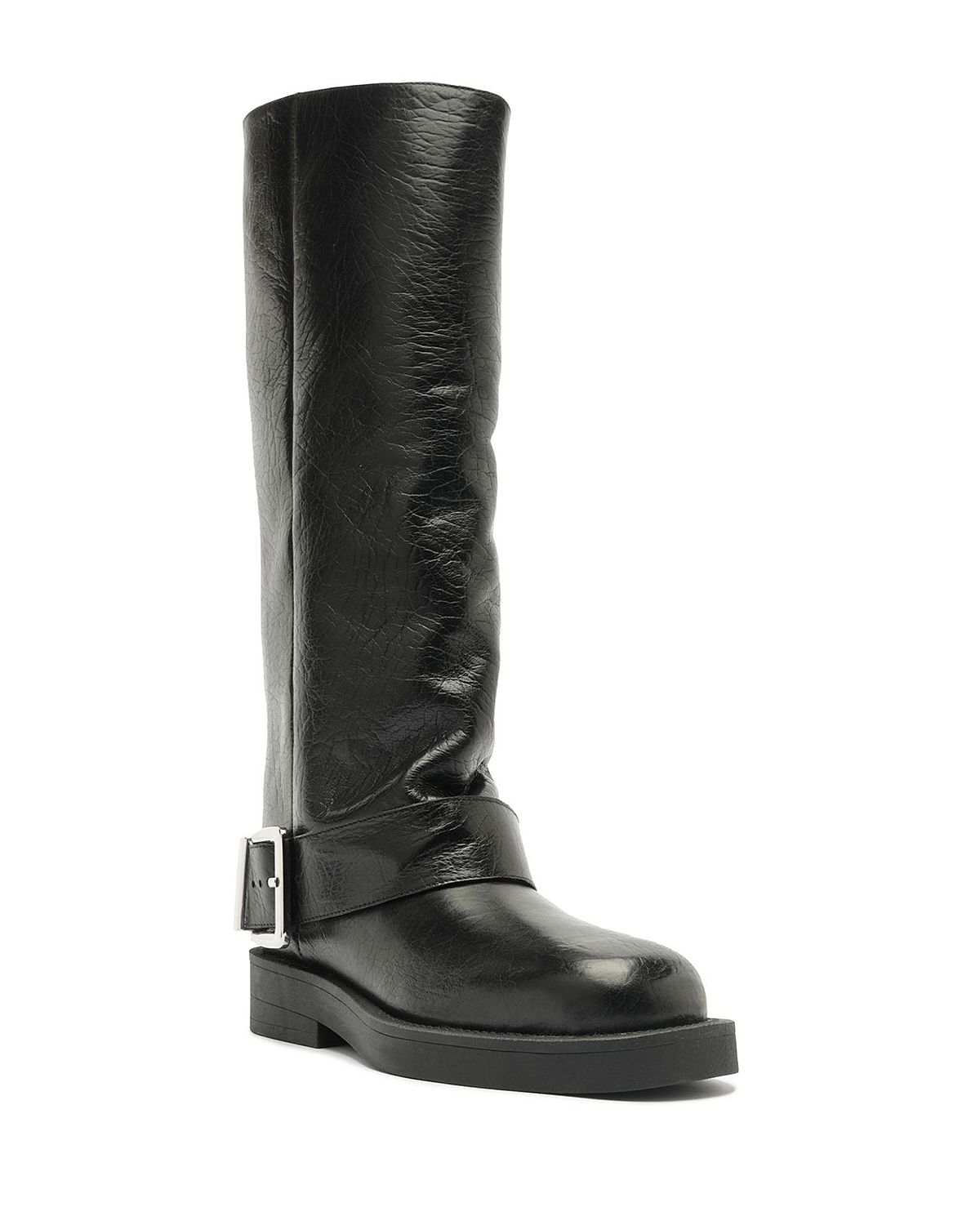 Schutz Women's Patrice Up Leather Moto Knee High Boots