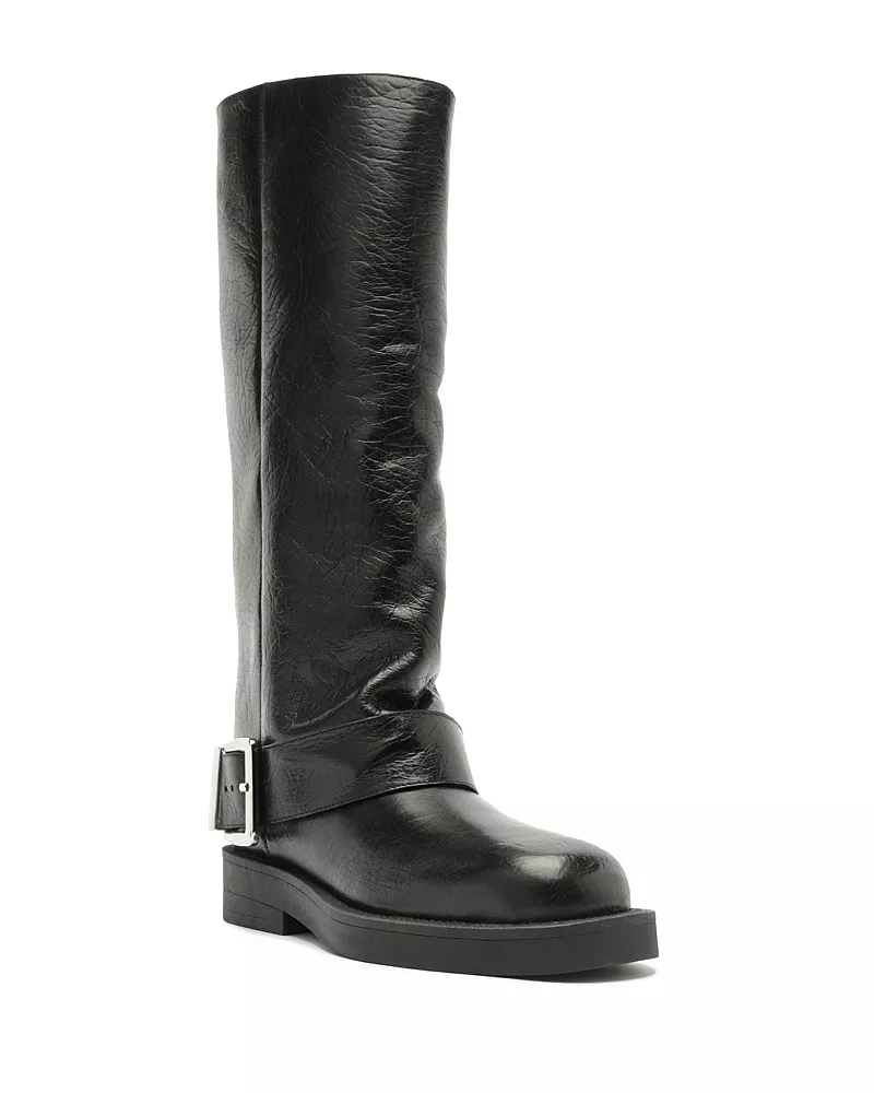 Schutz Women's Patrice Up Leather Moto Knee High Boots