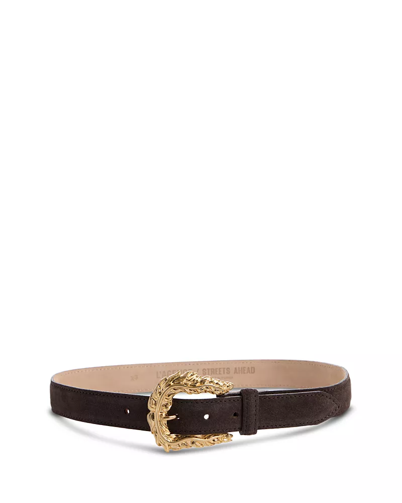 L'Agence Women's Sedaris Feathered Buckle Suede Belt