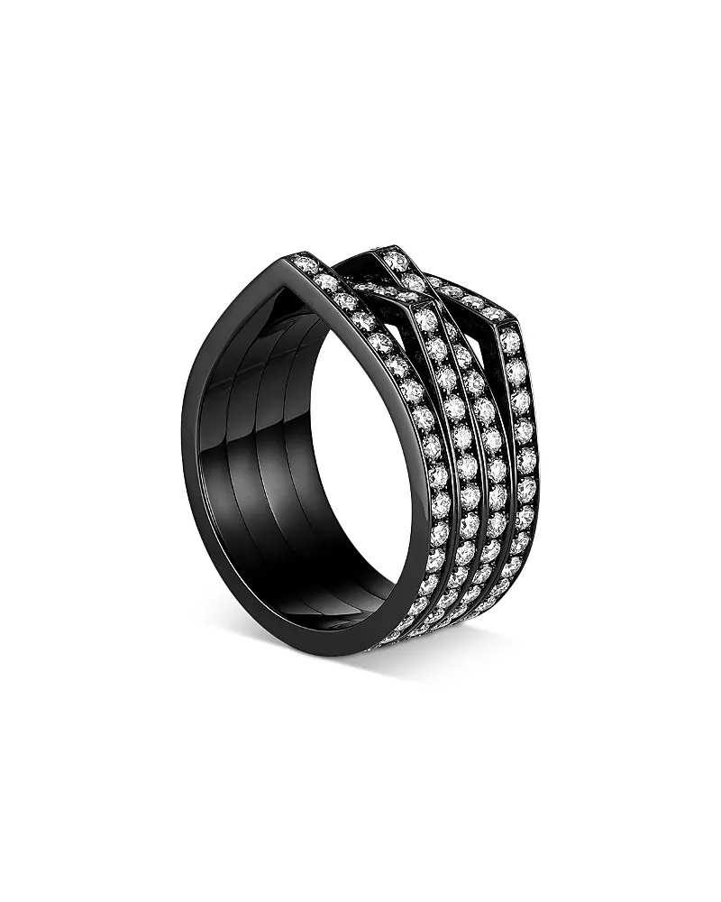 Repossi 18K Black Gold Antifer Diamond Multi Row Ring, 1.76 tcw