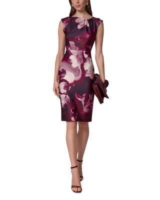 Asymmetric Neck Floral Print Sheath Dress - thumbnail 7