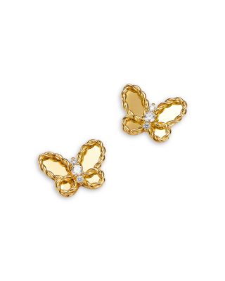 Roberto Coin 18K Yellow Gold Mother of Pearl & Diamond Butterfly Stud Earrings