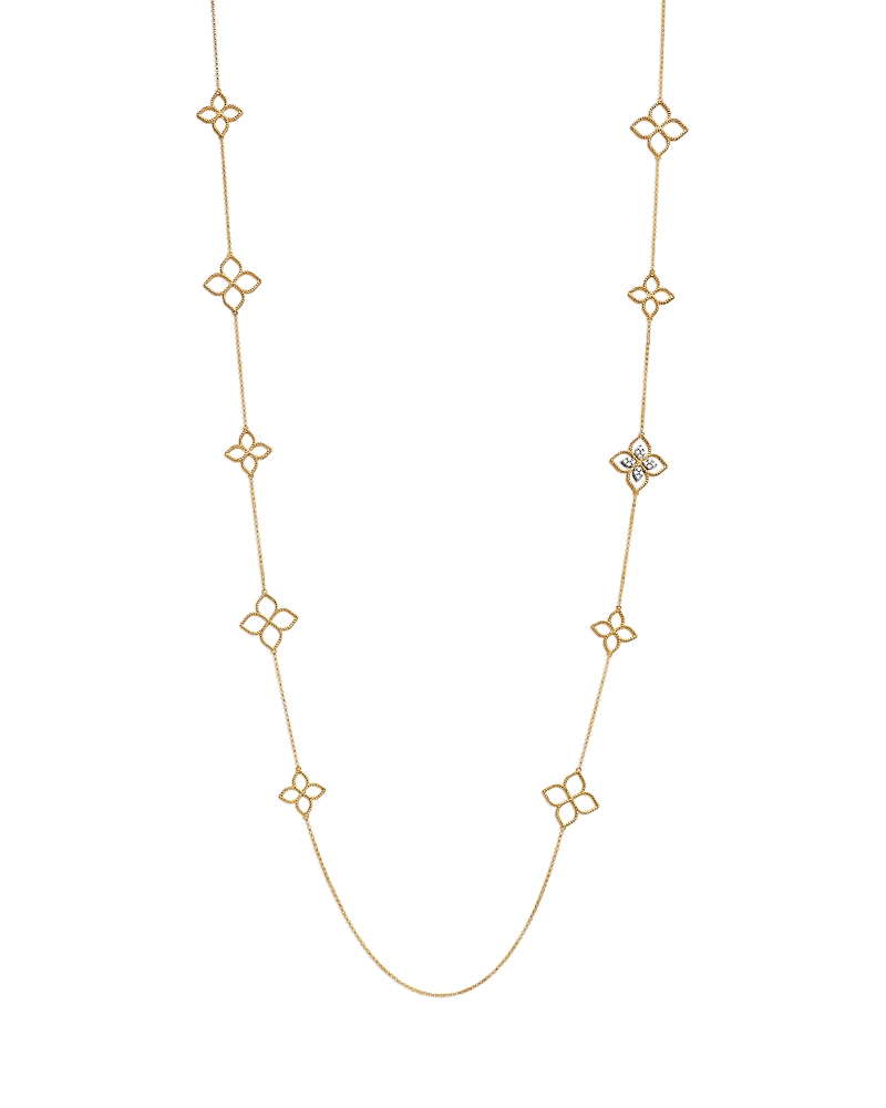 Roberto Coin 18K White & Yellow Gold Princess Diamond Flower Long Statement Necklace, 0.16 tcw · NO SIZE