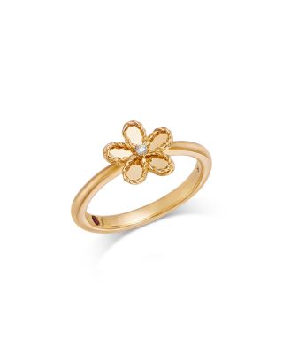 Roberto Coin 18K Yellow Gold Diamond Jasmine Flower Ring, 0.01 tcw
