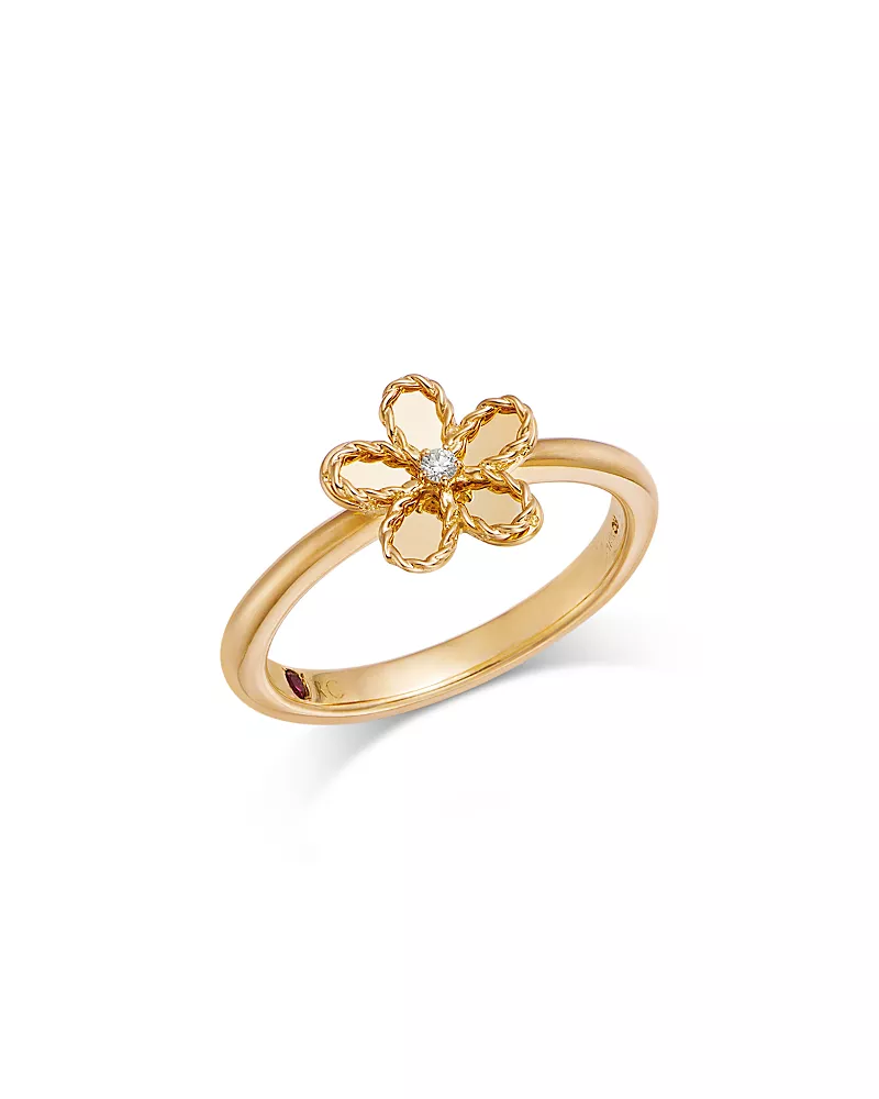 Roberto Coin 18K Yellow Gold Diamond Jasmine Flower Ring, 0.01 tcw
