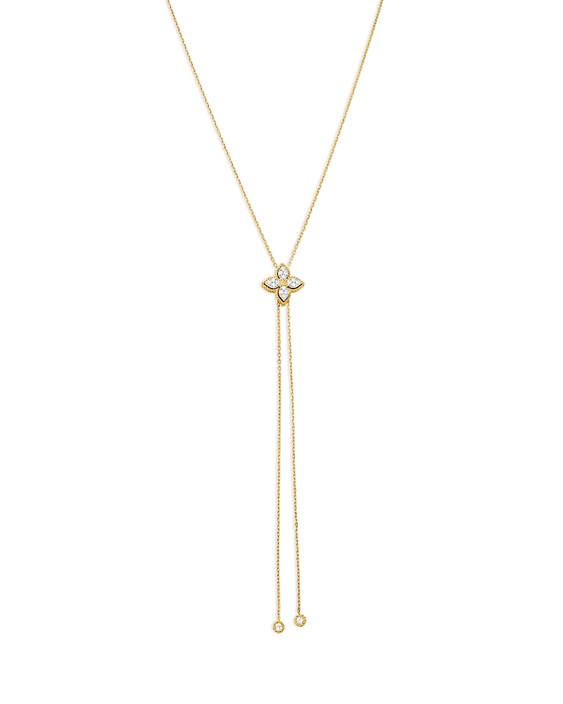 Roberto Coin 18K White & Yellow Gold Princess Diamond Flower Lariat Necklace, 0.25 tcw · 23