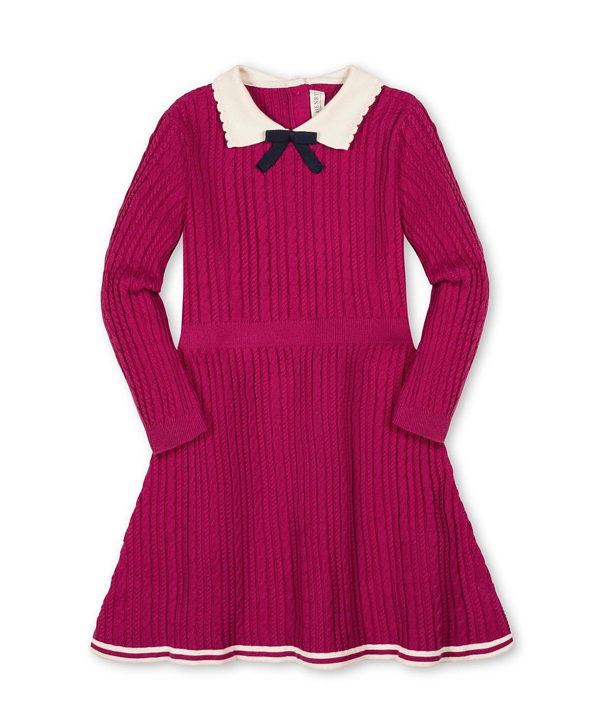Hope & Henry Girls' Organic Collared French Cable Sweater Dress - Little Kid, Big Kid