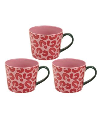  Luohu Porcelain Animal Print Mug Set of 3, 12 oz.