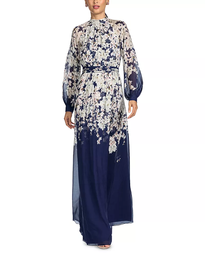 Sachin Babi Valeria Mock Neck A Line Gown