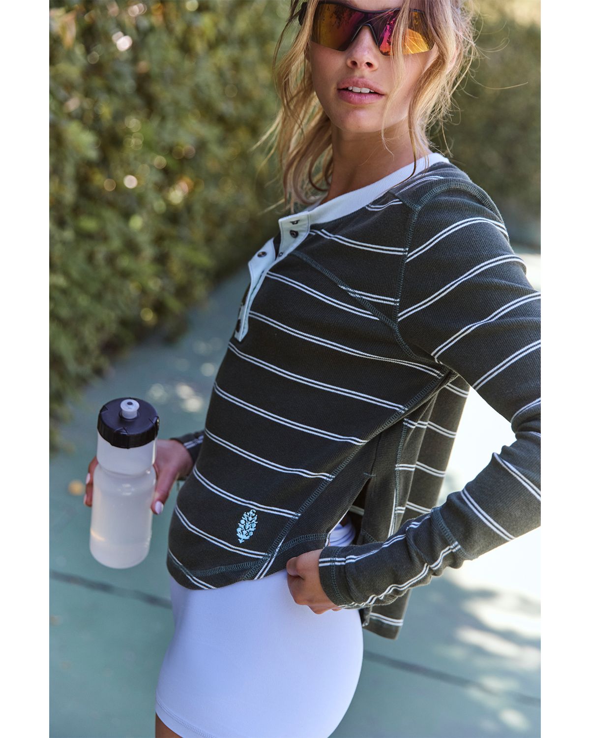 Free People Cool Down Cotton Stretch Snap Henley Top thumbnail 4