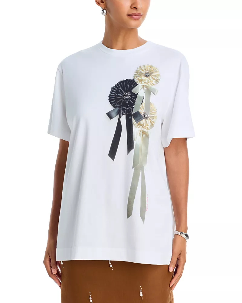 Simone Rocha Ribbon Rosette Print Tee