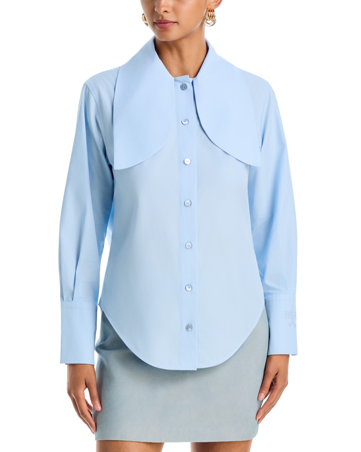 Patou Bow Collar Blouse in Sky