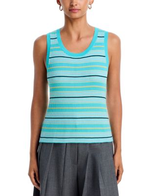 Striped Ribbed Knit Wool Top