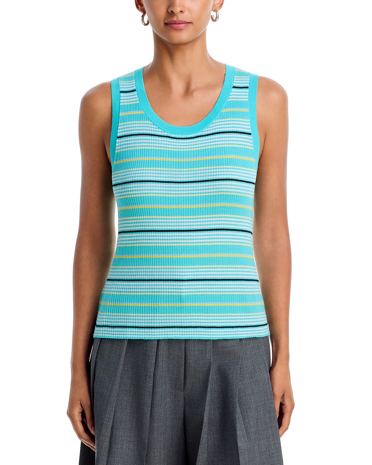 Zankov Striped Ribbed Knit Wool Top