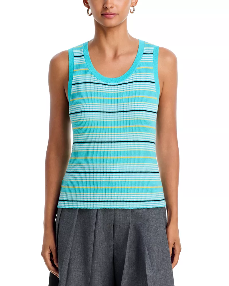 Zankov Striped Ribbed Knit Wool Top